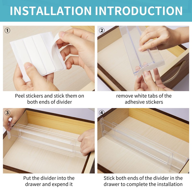 Drawer Dividers Organizers 6 Pack, Adjustable 3.14" High Expandable from