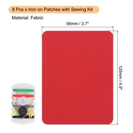 MECCANIXITY 8 Pcs Iron on Patches with Sewing Kit Fabric Repair Patch 4.9"x3.7" Patches for Clothes Iron on Patches for Jeans, Bags, Sofa,Tent Red