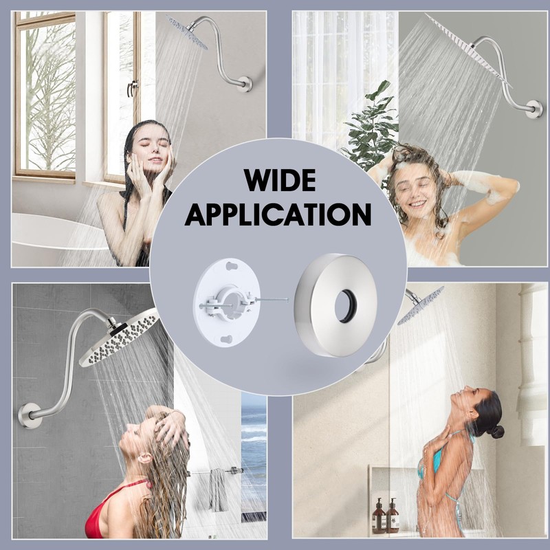 Shower Head Arm 10 Inch Brushed Nickel, RAINREVIVE S Shaped