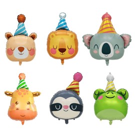 TVSVKWE 6 Pieces Cartoon Animal Balloons, Cute Animal Balloons, Party Decoration Balloons, Children'S Inflatable Toys.