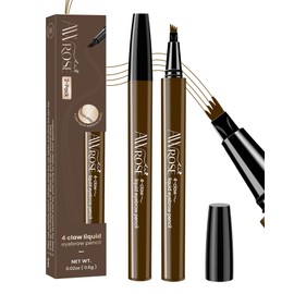 AWROSE Eyebrow Pencil, 2 Pack 3D Microblading 4-Tip Eyebrow Pen, Magic Precise Waterproof Natural Eye Brow Pen with Hair Like Strokes, 4 Fork Tip Multi-Used Eye Brow Pencils for Women, Men