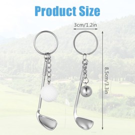 LLOUSSAK Pack of 2 Mini Golf Keyrings, Mini Golf Ball Club Pendant, Creative Golf Ball Split Key Ring Gift, Golf Brush Key Ring for All Golf Players - Great Gift Ideas, Colourful