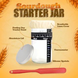 Sourdough Bread Making Kit – 20 PCS Starter Set with Fermentation Jar, Oval & Round Bannetons, Danish Whisk, Silicone Mat, Bread Lame & Online Recipe Book