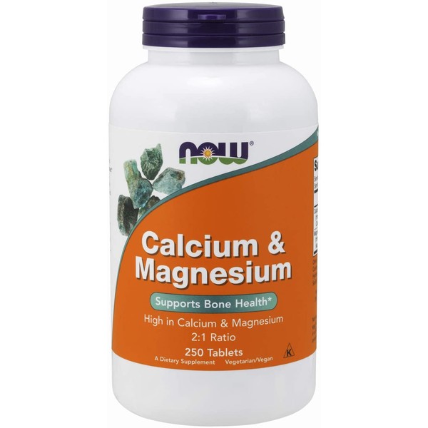 NOW Supplements, Calcium & Magnesium 2:1 Ratio, High Potency, Supports Bone Health*, 250 Tablets