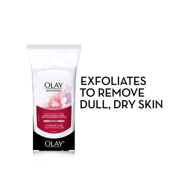 OLAY Regenerist Advanced - Paos de limpieza antiedad microexfoliantes, 30