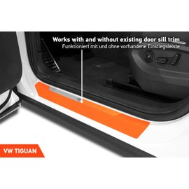 Luxshield Car Door Sill Protectors for VW Tiguan 3 (III) CT I 2024-2025 - Paint Protection Film for Car Kick Plates Panel Covers Carbon
