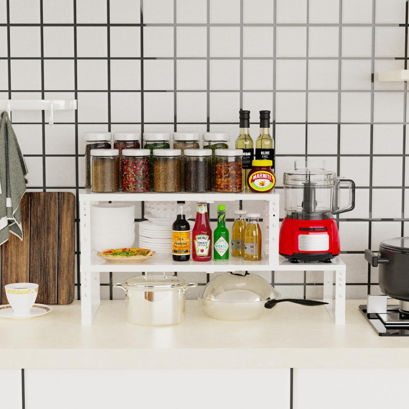 Jojocross Expandable Stackable Spice Rack Organizer for Kitchen Cabinet,Adjustable Counter