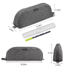 Gloppie Pencil Pouch Aesthetic Simple Pencil Bag Practical Pencil Case Small Pen Holder Office Stationery Back to School Supplies, Grey