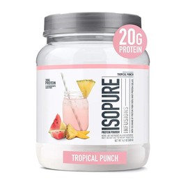 Isopure Protein Powder, Clear Whey Isolate Protein, Post Workout Recovery Drink Mix, Gluten Free with Zero Added Sugar, Infusions- Tropical Punch, 16 Servings