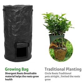 Daiilg Garden Yard Compost Bag with Lid Waste Sacks Composter 34 Gallon Ferment Manure Waste Collector Easy to Use