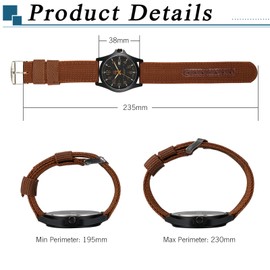 Ibohevo Nylon Band Military Watch: Men Coffee Waterproof Outdoor Sport Field Analog 24 Hours Wrist Watches Date Calendar Round Dial Army Wristwatch