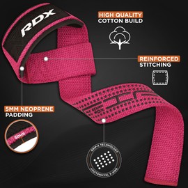 RDX Lifting Straps Strength Training Lifting Straps, 60 cm Long Professional Gym Bodybuilding Deadlift Weight Lifting Accessories, 5 mm Padded Wrist Protection Handle, Fitness Powerlifting Deadlift