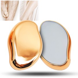Crystal Hair Eraser, Painless Hair Removal Silky Hair Eraser for Women and Men, Fast and Easy Soft Smooth Silky Skin Magic Hair Removal Stone for Arms Legs BackAny Part (Gold)