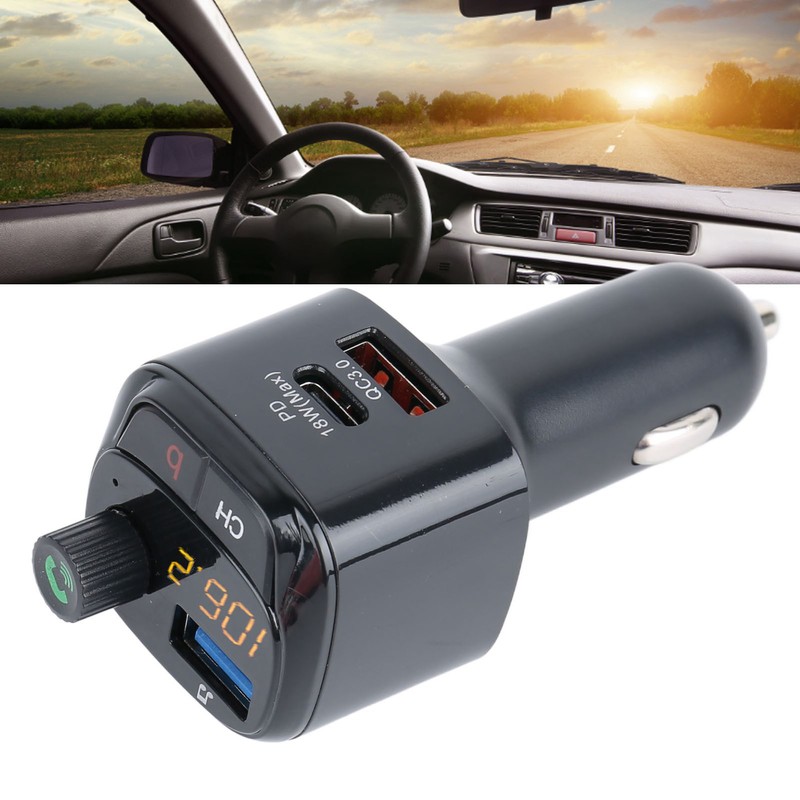 Car Bluetooth Adapter V5.0 FM Bluetooth Transmitter MP3 Music Player