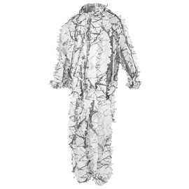 Ghillie 3D Leaf Suit, Snow Wild Camouflage Ghillie Jackets and Pants Set for Outdoor Hunting