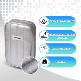 Sahunfri Cable Organiser Bag,Waterproof Travel Cable Electronics Organiser Bag Anti-Slip Wear-Resistant,Charger Accessories Bag for Travel Storage (Sliver)