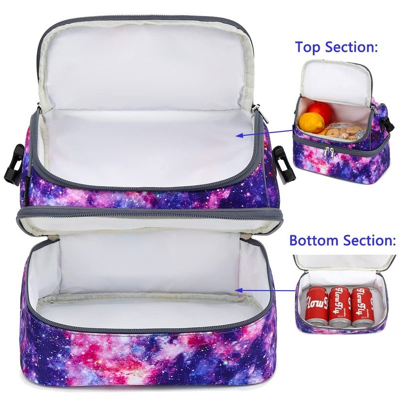 FlowFly Double Decker Cooler Insulated Lunch Bag Large Tote for