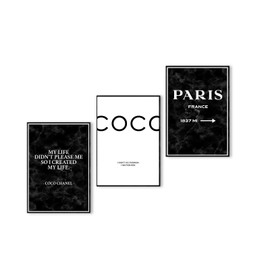 Postertech® Premium Poster Set: 6 Pictures as Stylish Wall Decoration, 4 x DIN A4 and 2 x DIN A3, Roses & Coco motto