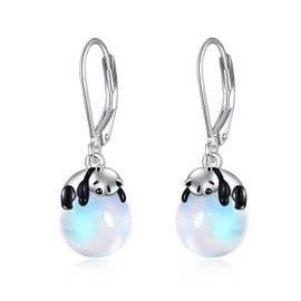 Panda Earrings For Women Moonstone Teardrop 925 Sterling Silver Jewelry Gifts for Girls