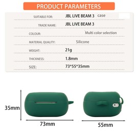 RanTuo Bluetooth Earphone Case for JBL LIVE BEAM 3, Soft TPU, Dustproof, Dropproof, Headphone Case Cover for JBL LIVE BEAM 3.(Navy Blue)