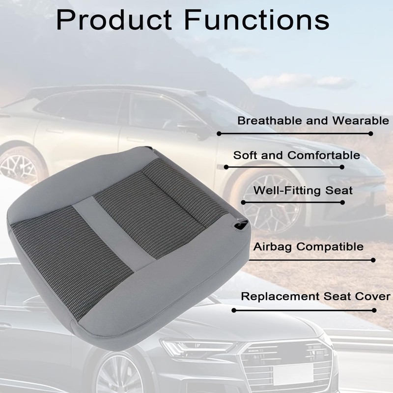 FZJDSD Gray Driver Side Bottom Replacement Cloth Seat Cover Compatible