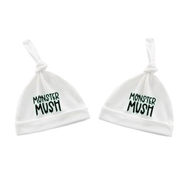 AOUYOA Baby Twins Hat Monster Mush Newborn Baby Hat Cute Unisex Hat Infant Twin Outfits Set(white Monster hat)