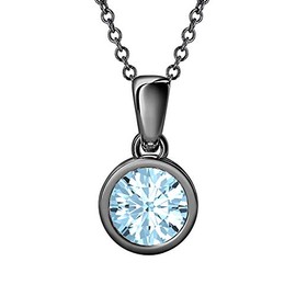 Dabangjewels 8mm 4.00Ctw Round Cut Created Aquamarine 14k Black Gold Over .925 Sterling Silver Bezel Set Cross Pendant for Women's