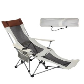 XFMF Folding Recliner Adjustable Backrest Portable Camping Chair for Outdoor/Home/Patio/Beach/Camping Oversized Weight Capacity 530 lbs.