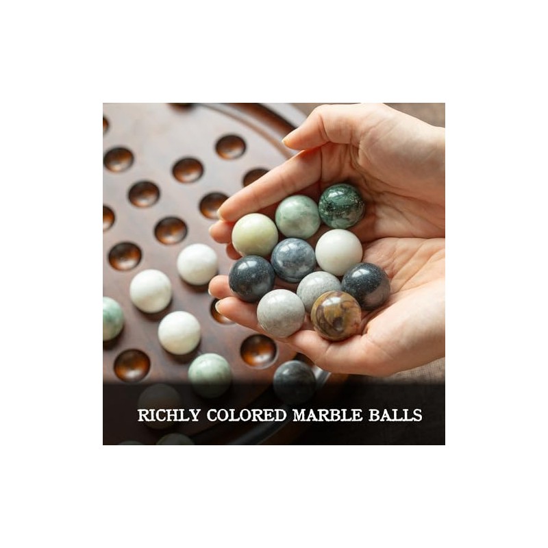 Deluxe Solitaire Game Set: 12.6'' Solid Wooden Board, 32 Natural