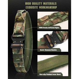 MOVEMINGLE Tactical Belt for Men, Gun Belt Tactical 1.9" with Heavy Duty Quick Release Buckle Green Camo XL