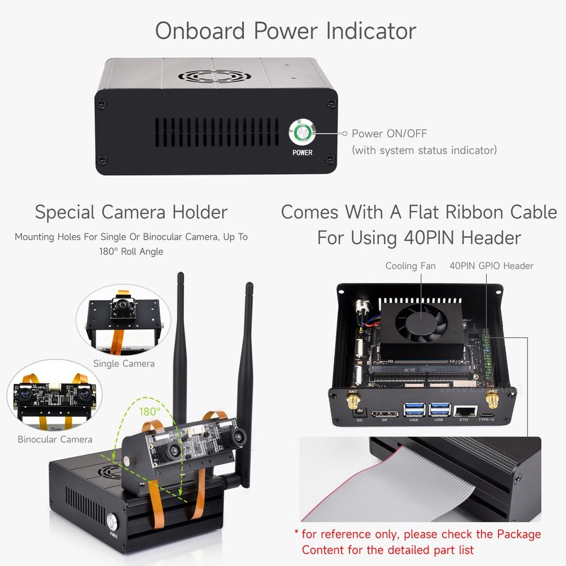 Waveshare Aluminum Alloy Case for Jetson Orin, with Camera Holder,