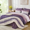 WONGS BEDDING 7 Piece King Comforter Set, Purple Striped King