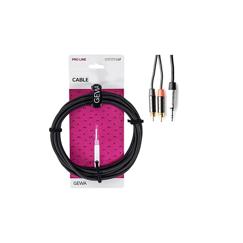 GEWA Y Cable Pro Line, 1.5 m, Black, REAN Plug,