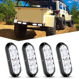 Nilight 6Inch Oval White LED Trailer Tail Light 4PCS 10 LED Waterproof Reverse Back Up Surface Mount Trailer Lights for Truck RV Boat Bus Lorry Camper Van Caravan, 2 Years Warranty