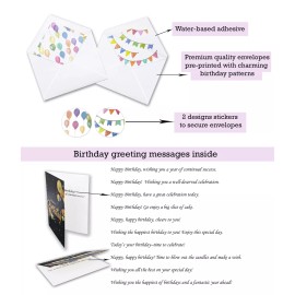 T&M Quality Designs LLC 100 Happy Birthday Cards Bulk with Envelopes, Stickers, Large 5x7 Inch and Ge...