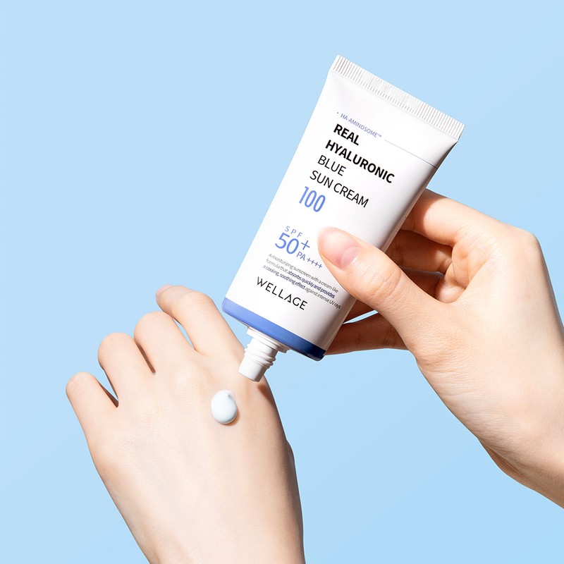 Wellage Real Hyaluronic Blue Sunscreen SPF50+ PA++++, 50ml, 1 piece