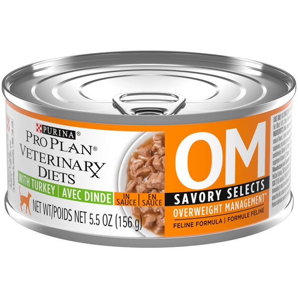 Purina Pro Plan Veterinary Diets OM Overweight Management Savory Selects With Turkey Feline Formula Wet Cat Food - (24) 5.5 oz. Cans