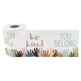 Teacher Created Resources Everyone is Welcome Helping Hands Straight Rolled Border Trim - 50ft - Decorate Bulletin Boards, Walls, Desks, Windows, Doors, Lockers, Classrooms, Homeschool & Offices