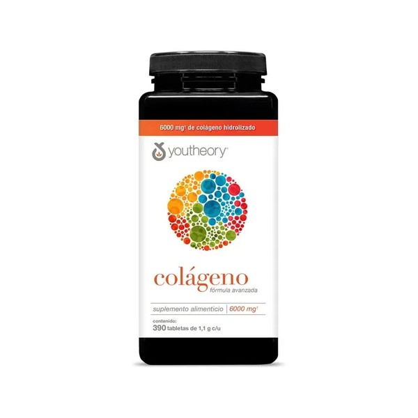 Colágeno Hidrolizado Youtheory 6000mg 390 Tabletas Sabor Sin Sabor