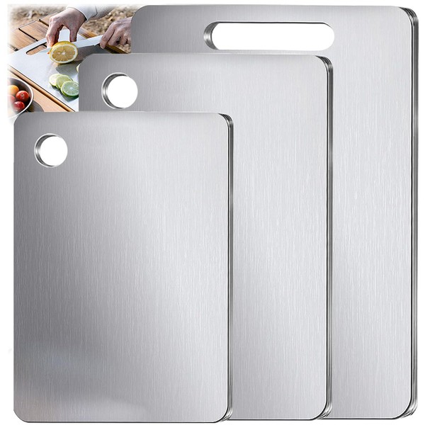 100% Pure Cut Titanium Cutting Board Set of 3, Food-Grade