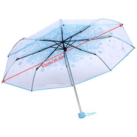 HAOHIZE Triple Umbrella, 1 Piece Transparent Folding Umbrella Fashion Princess Umbrella Transparent Umbrella Four Colors, blue