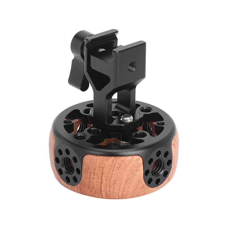 Round Side Camera Handle Handgrip Wooden Quick Release NATO Rail