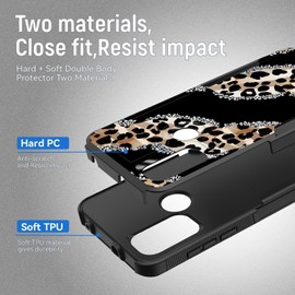Vobber for Moto G Power 2022 - Heavy Duty Dual Layer Hybrid Hard PC Soft Rubber Shockproof Protective Rugged Bumper Case - Cute Leopard Pattern