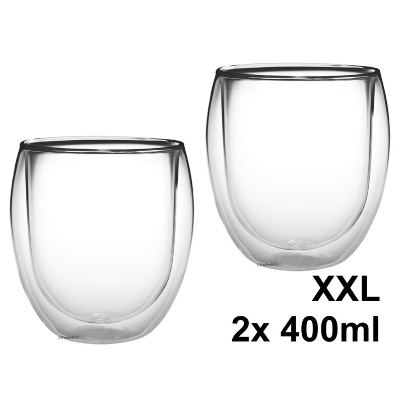 Feelino Ice-Bloom Double-Walled Jumbo Thermal Glasses Transparent Glasses incl. Tea