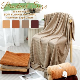 24 Pcs Terracotta Wedding Flannel Throw Blanket Bulk 50 x 60 Inch with to Have to Hold Card Striped Ribbed Soft Throw Blanket Lightweight Blankets for All Seasons Wedding Gifts Sofa Room(Terracotta)