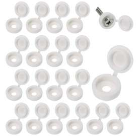 Mini Skater 50Pcs Hinged Plastic Screw Cap Cover Fold Snap Protective Cap Button for Car Furniture Decorative Nuts Cover Bolts Hardware (White)