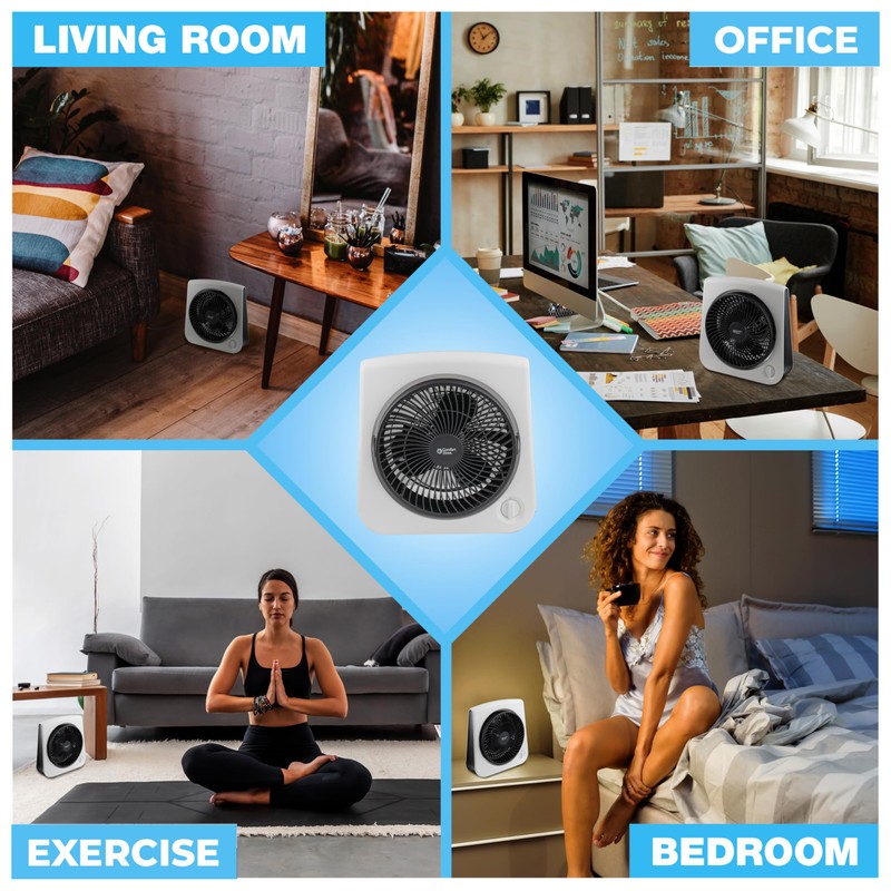 Comfort Zone Turbo Table Desk Fan with 180-Degree Adjustable Head,