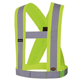 Pioneer 4-Inch Wide Adjustable Lightweight High Visibility Safety Sash, Reflective Stripe, Yellow/Green, V1040360-O/S