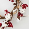 Factory Direct Craft Artificial Cotton Boll and Red Berry Cluster