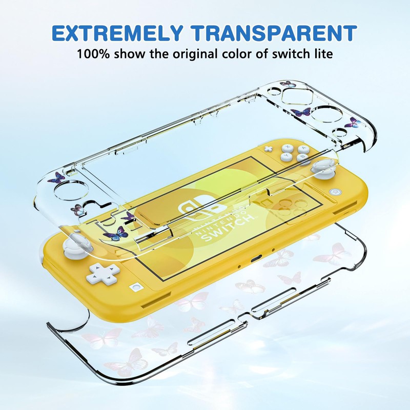 DLseego Butterfly Clear Protective Case for Switch Lite 2019 Version,